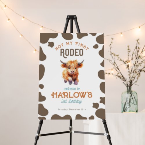 Country Highland Cow Not My First Rodeo Birthday Foam Board