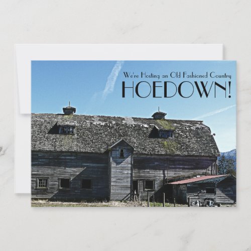 Country Hoe Down Old Barn Photo Invitation