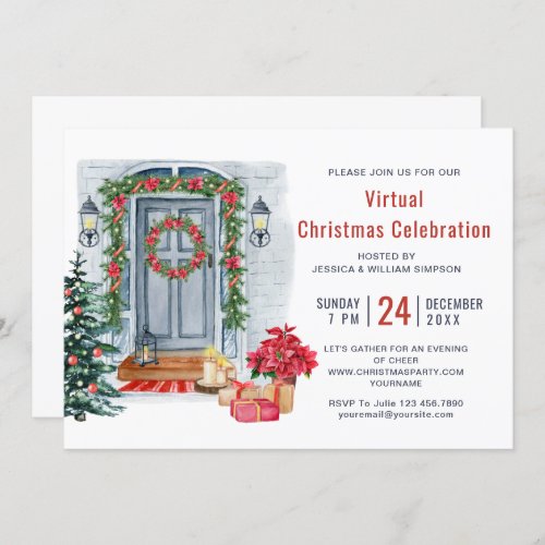 Country Holiday House VIRTUAL Christmas Party Invitation