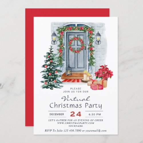 Country Holiday House VIRTUAL Christmas Party Invitation