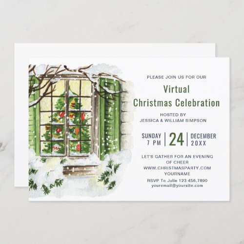 Country Holiday House VIRTUAL Christmas Party Invitation