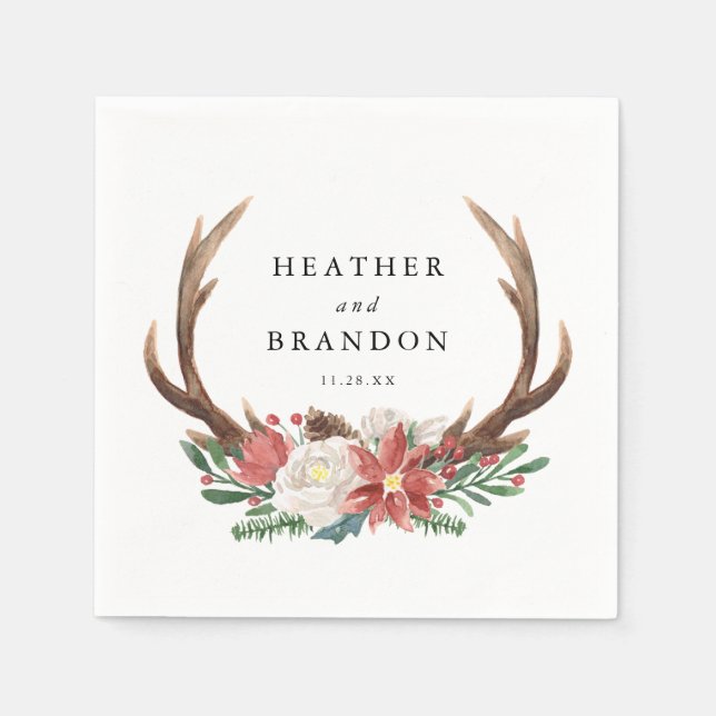 Country Holiday Winter Wedding Party Napkins (Front)