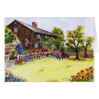 Country Home in Full Bloom Watercolor Painting Cards