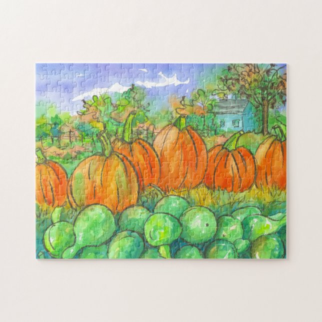 Country Home Pumpkin Patch Autumn Season Jigsaw Puzzle (Horizontal)
