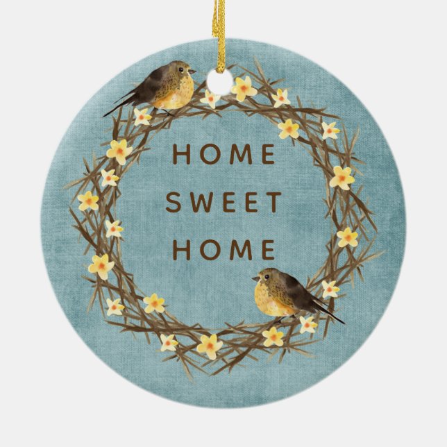 Country Home Wreath Customizable Ornament (Back)