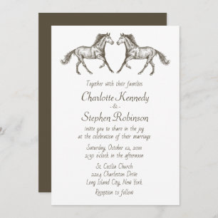 Country Horse Brown White Western Wedding          Invitation
