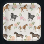 Country Horse Floral Paper Plates<br><div class="desc">Country Floral Shower Paper Plates</div>