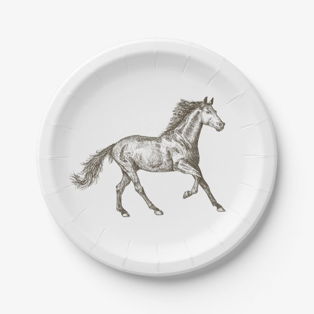 Country Horse Wedding Western Rustic Bridal Shower Paper Plates (Front)