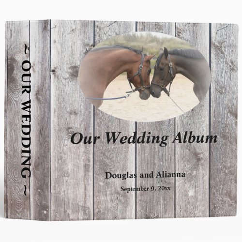 Country Horses Grey Barnboard Wedding Album 3 Ring Binder