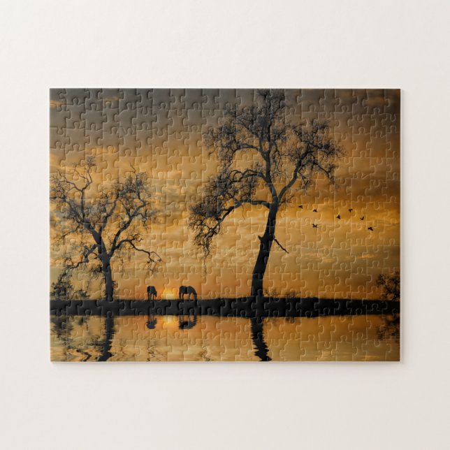 Country Horses in Southwestern Sunset  Jigsaw Puzzle (Horizontal)