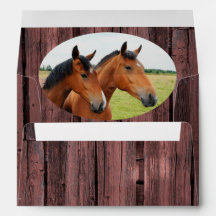 Country Horses Red Barnboard Envelope