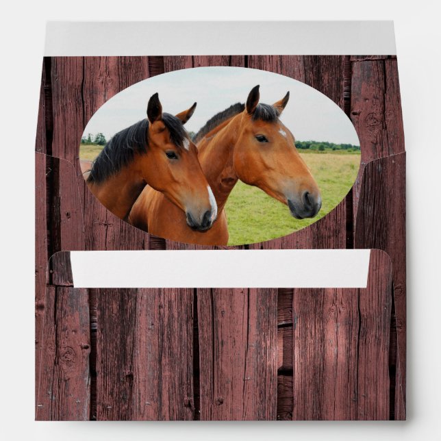 Country Horses Red Barnboard Envelope (Back (Bottom))