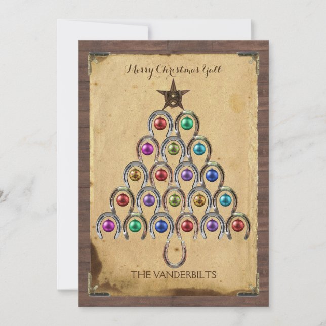 Country Horseshoe Christmas Photo Card (Front)