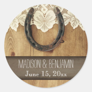 Country Horseshoe Lace Wedding Sticker Seal Label