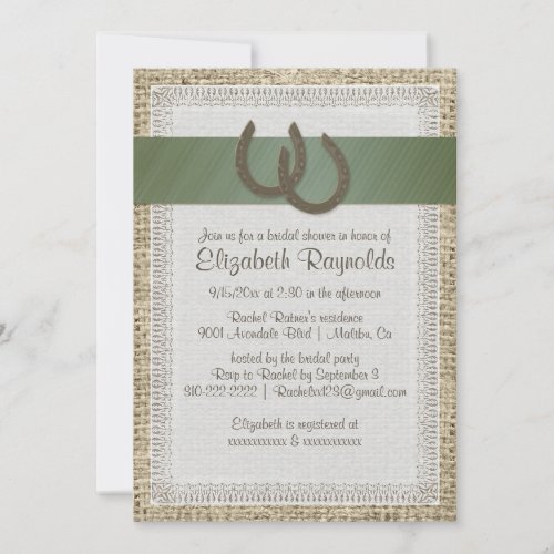 Country Horseshoes Bridal Shower Invitations