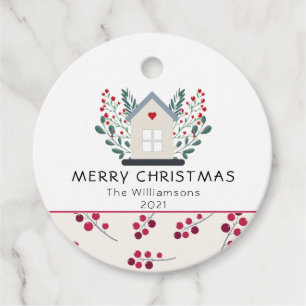 Country House and Berries Family Name Favor Tags