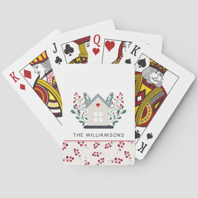 Country House and Berries Family Name  Poker Cards (Back)