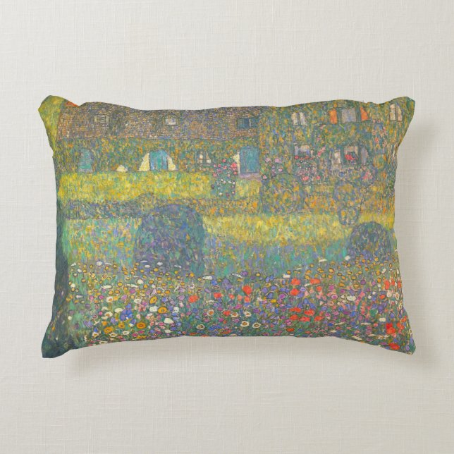Country House by the Attersee by Gustav Klimt Decorative Pillow (Front)