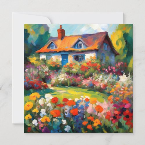 Country House Garden Flowers Greetings Card
