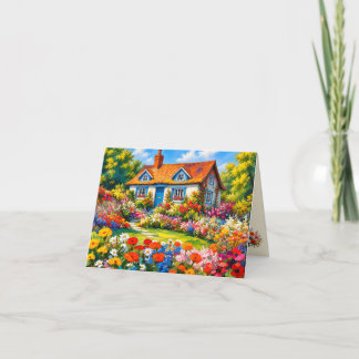 Country House Garden Flowers Greetings Card
