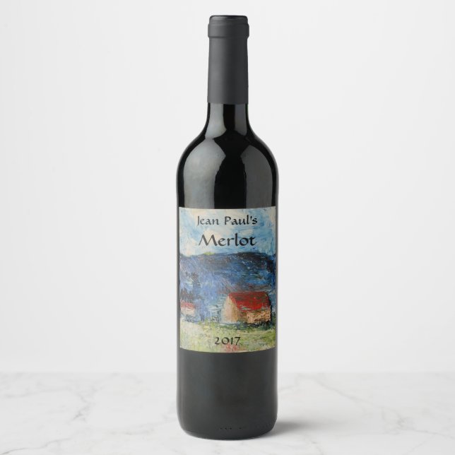 Country House Landscape Red Wine Label (Front)