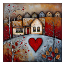 Country house on the hill grunge Ai art