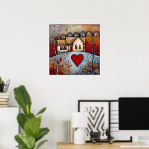 Country house on the hill grunge Ai art
