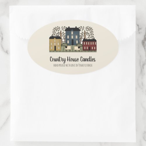 Country House Whimsical Craft Custom  Oval Sticker