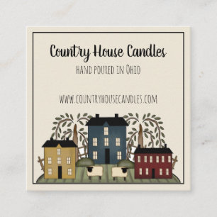 Country House Whimsical Kraft Square Business Card