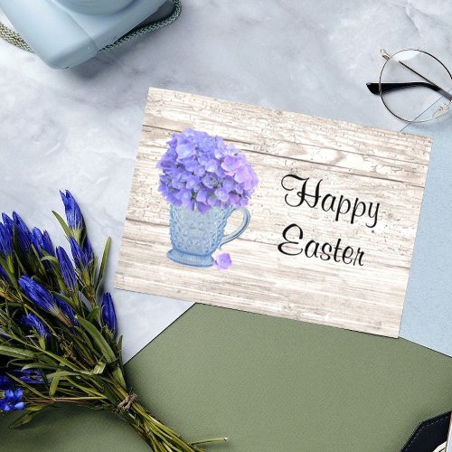 Country Hydrangea Large Font Easter Card