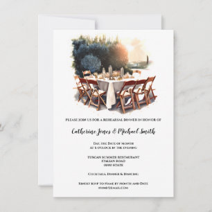 Country Italian Tuscan dinner landscape watercolor Invitation