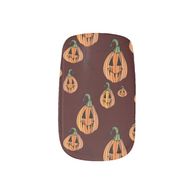 Country Jack-o-lantern Pumpkin Minx Nail Art (Right Thumb)