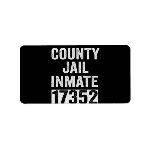 Country Jail Inmate 17352 Funny Halloween Prison Label