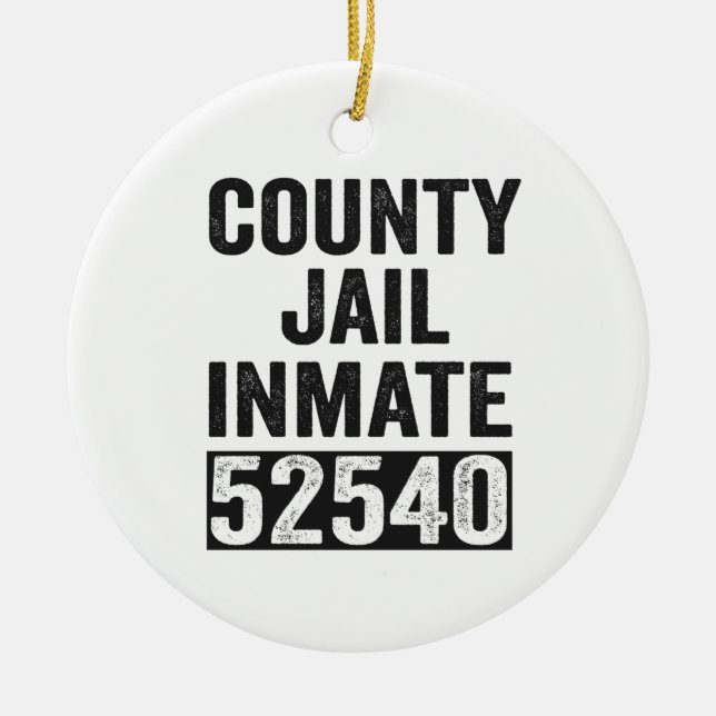 Country Jail Inmate 52540 Funny Halloween Prison Ceramic Ornament (Front)