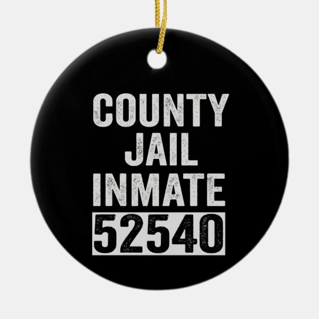 Country Jail Inmate 52540 Funny Halloween Prison Ceramic Ornament (Front)
