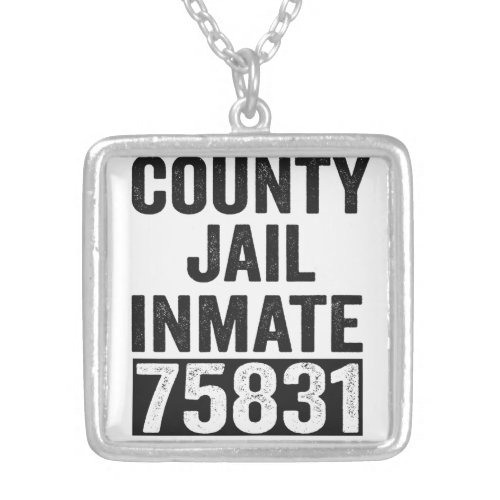 Country Jail Inmate 75831 Funny Halloween Prison Silver Plated Necklace
