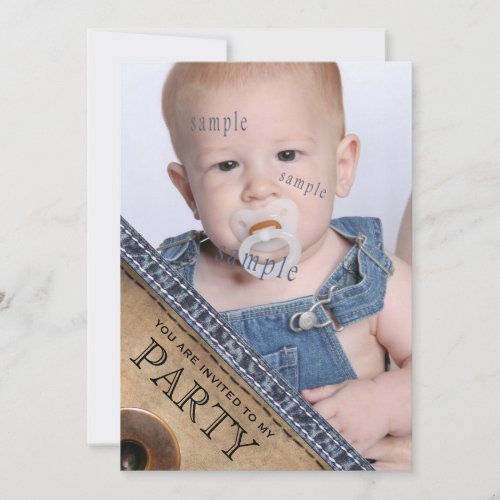 Country Kid Blue Jean Denim Style Birthday Party Personalized Announcements