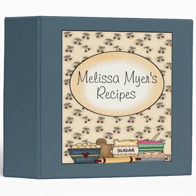 Country Kitchen Blue Recipe Binder / 2 Inch (Front/Spine)