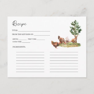 Country Kitchen Bridal Shower Recipe Card