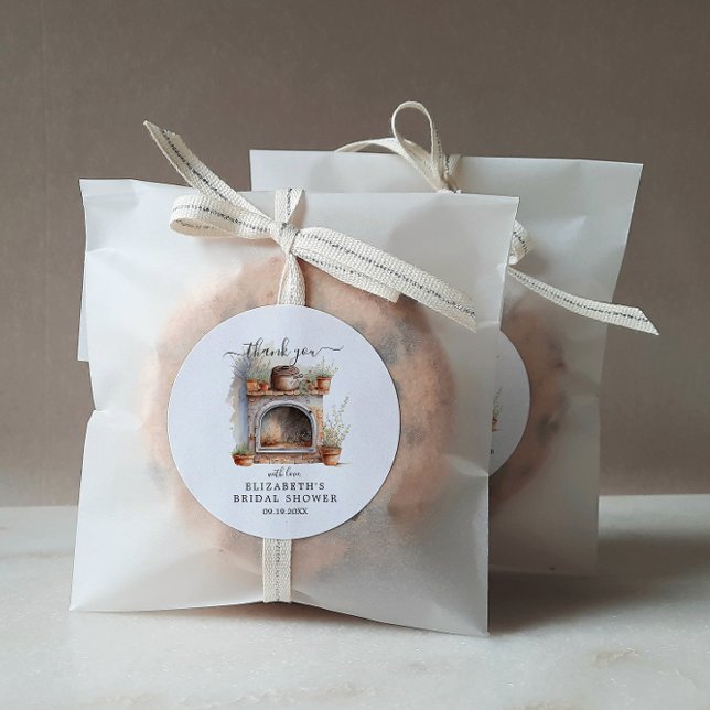 Country Kitchen | Bridal Shower Thank You Classic Round Sticker (Creator Uploaded)