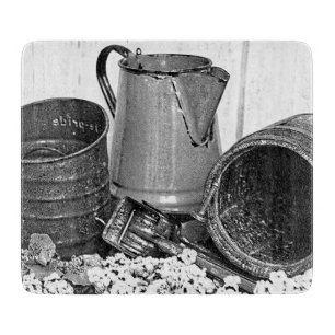 Country Kitchen in Black and White Cutting Board