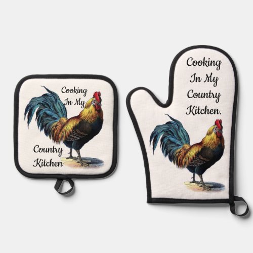 Country Kitchen Oven Mitt and Pot Holders Set