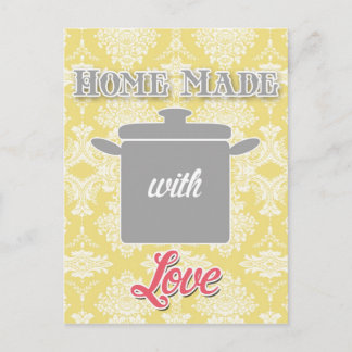 country kitchen - pot on damask floral. postcard