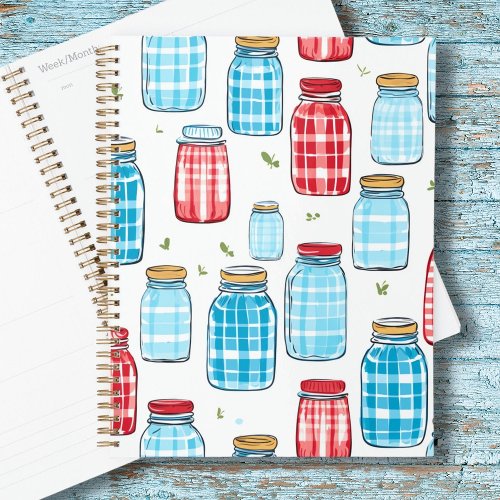 Country Kitchen Red and Blue Rustic Mason Jars Planner