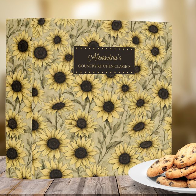 Country Kitchen Sunflower Monogram Recipe  3 Ring Binder (Creator Uploaded)