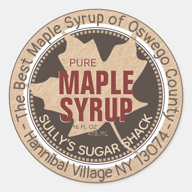 Country Kraft Maple Syrup Sticker | Zazzle