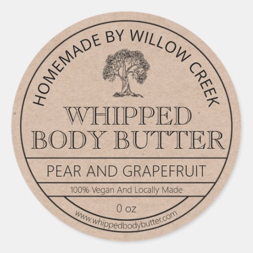 Country Kraft Paper Whipped Body Butter Labels