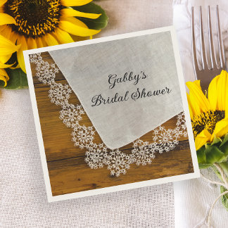 Country Lace and Barn Wood Bridal Shower Paper Napkins