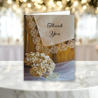 Country Lace and Barn Wood Wedding Thank You