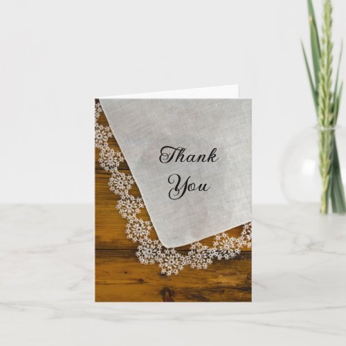 Country Lace and Barn Wood Wedding Thank You